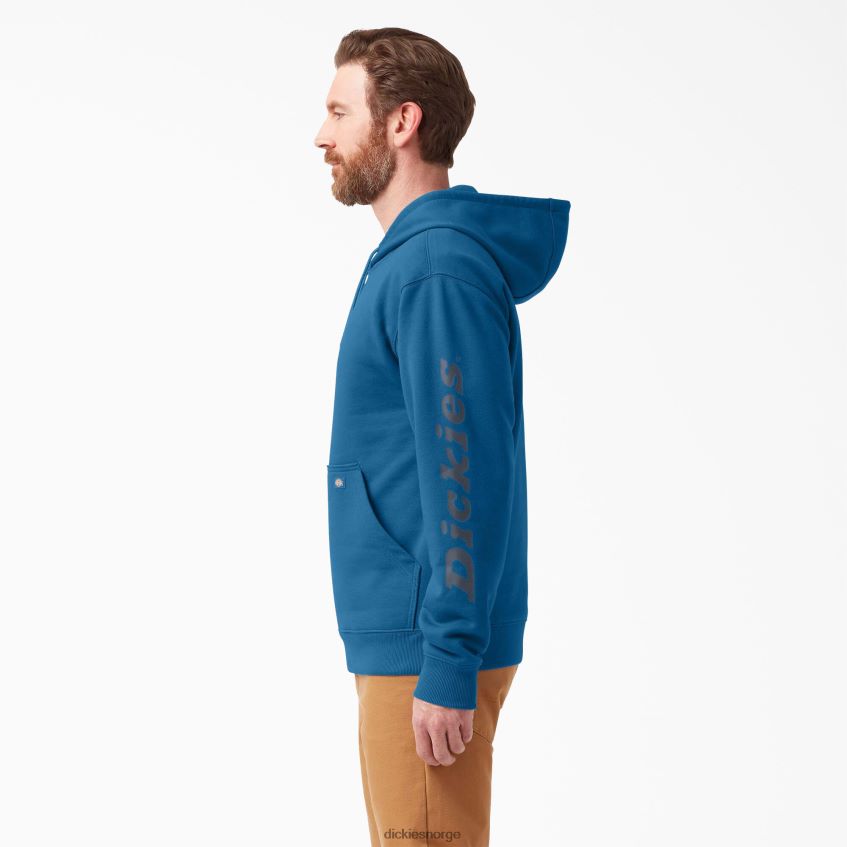 Dickies menn vannavstøtende hettegenser med logoermer 4NB6FR1044 klær Vallarta blå (v2b)