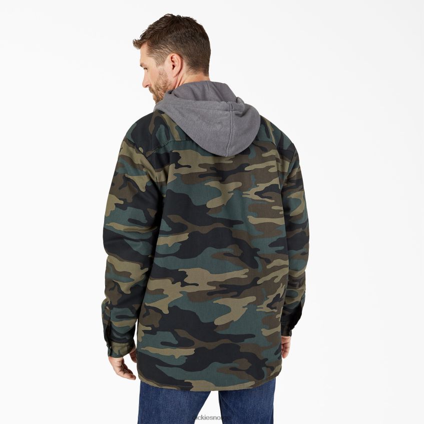 Dickies menn duck canvas skjortejakke med hette 4NB6FR1001 klær hunter green camo (hrc)
