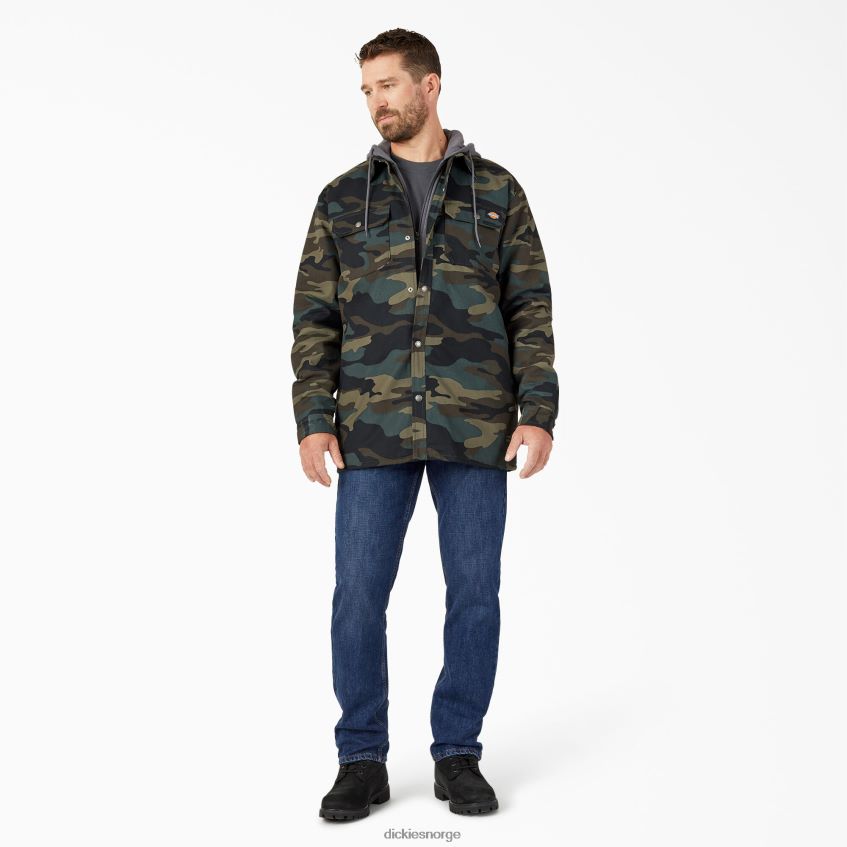 Dickies menn duck canvas skjortejakke med hette 4NB6FR1001 klær hunter green camo (hrc)