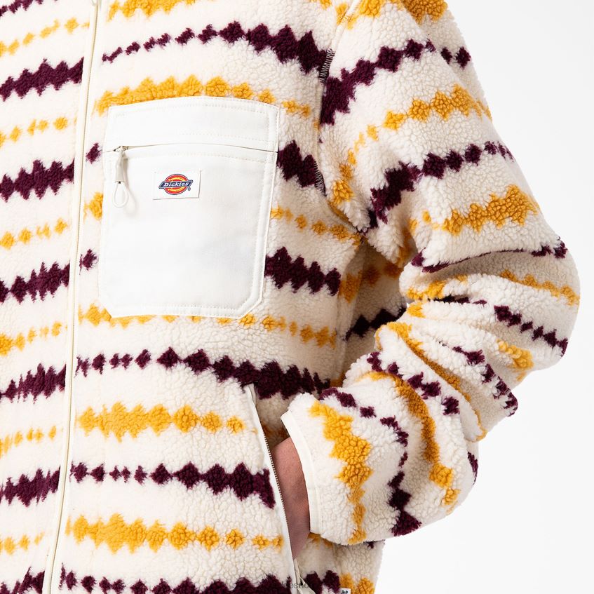 Dickies menn falkville fleecejakke 4NB6FR1165 klær ecru/drue (egd)