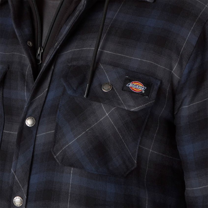 Dickies menn flanell skjortejakke med dwr 4NB6FR1060 klær svart blekk marineblå ombre pledd (b2p)