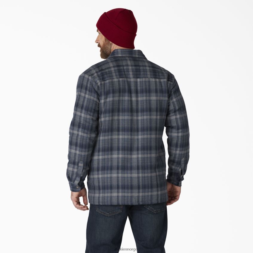 Dickies menn høy fleece fôret skjortejakke i flanell 4NB6FR1078 klær mørk marineblå mørk denim pledd (r2p)