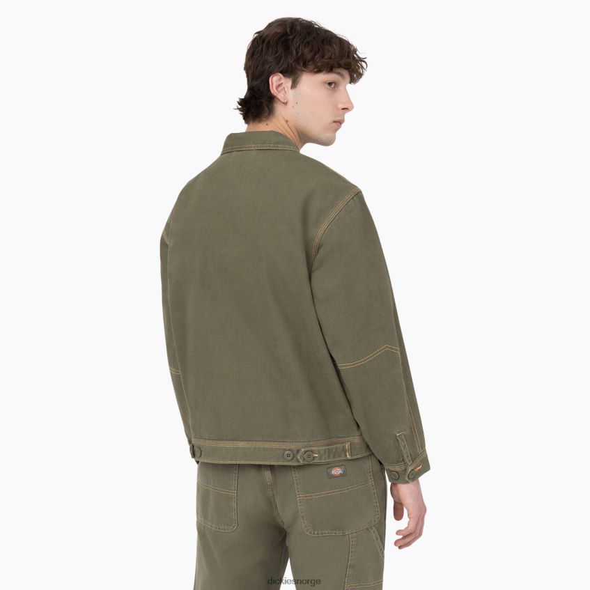 Dickies menn jakke med and kontrastsøm 4NB6FR986 klær steinvasket militærgrønt (smw)