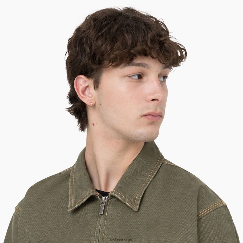 Dickies menn jakke med and kontrastsøm 4NB6FR986 klær steinvasket militærgrønt (smw)