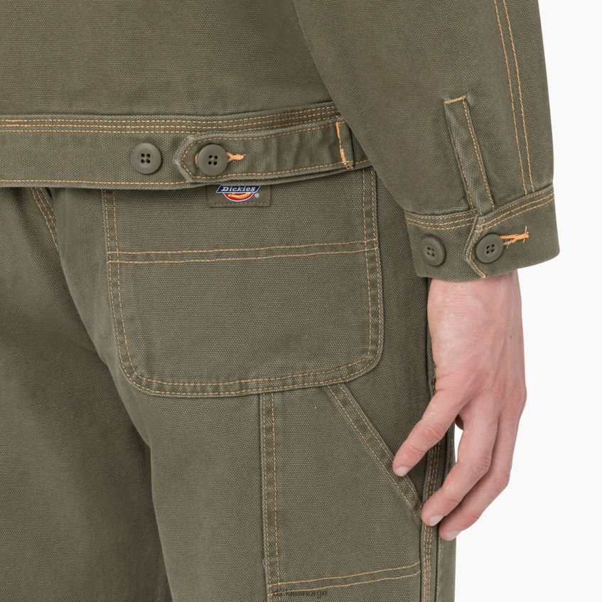Dickies menn jakke med and kontrastsøm 4NB6FR986 klær steinvasket militærgrønt (smw)