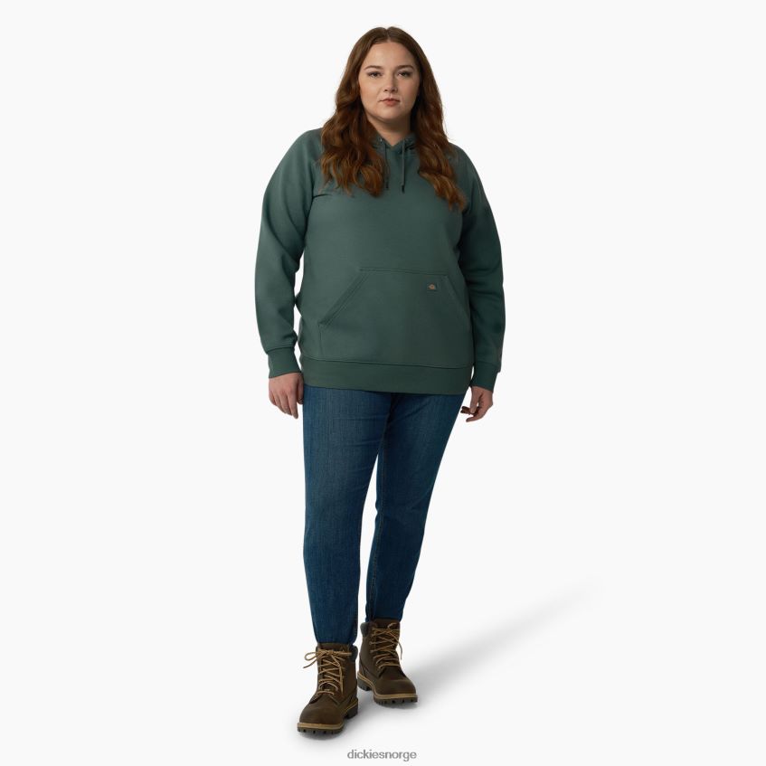 Dickies kvinner pluss en tung genser med logoermer 4NB6FR2348 klær lincoln grønn (ln)