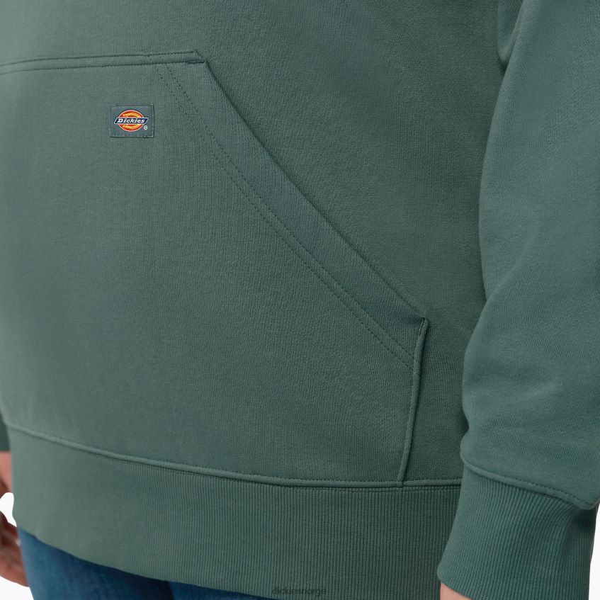 Dickies kvinner pluss en tung genser med logoermer 4NB6FR2348 klær lincoln grønn (ln)
