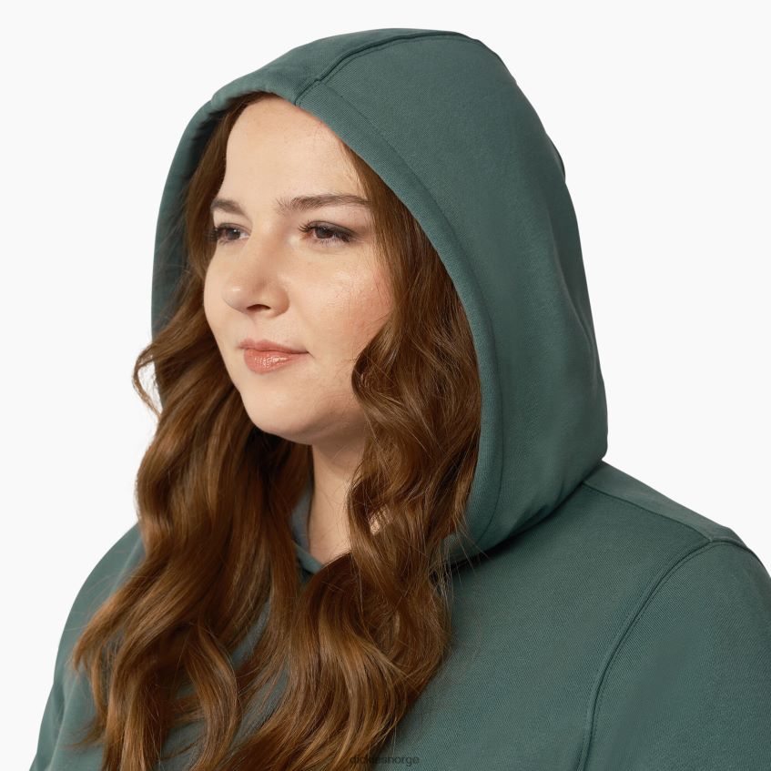 Dickies kvinner pluss en tung genser med logoermer 4NB6FR2348 klær lincoln grønn (ln)