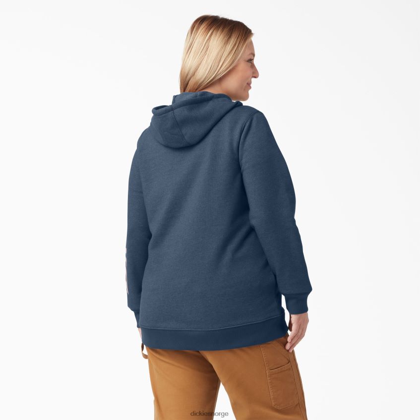 Dickies kvinner pluss en tung genser med logoermer 4NB6FR2349 klær lyng marine (nvh)