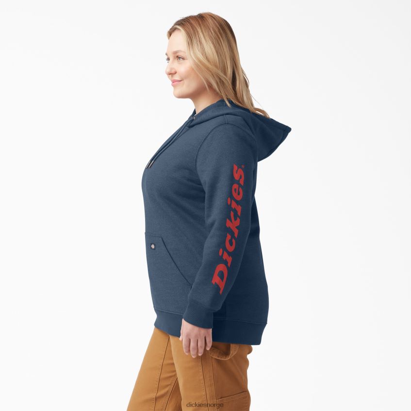 Dickies kvinner pluss en tung genser med logoermer 4NB6FR2349 klær lyng marine (nvh)