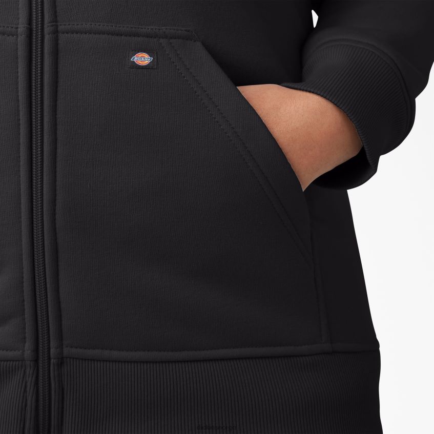Dickies kvinner pluss tung hettegenser med full glidelås 4NB6FR2278 klær svart (kbk)