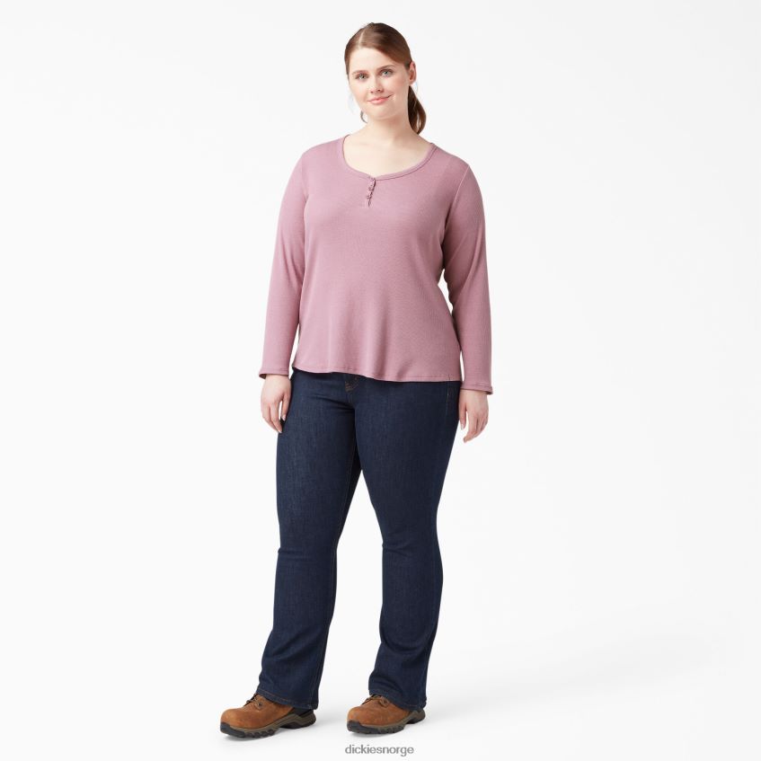 Dickies kvinner pluss henley langermet skjorte 4NB6FR2205 klær støvete orkide (kdd)