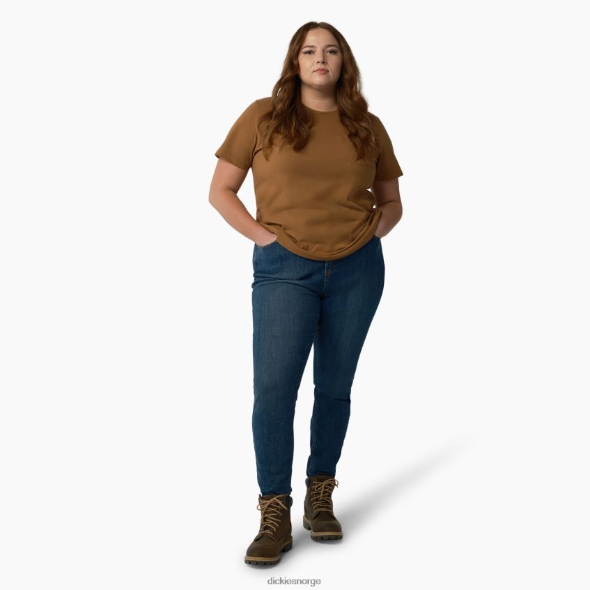 Dickies kvinner pluss kortermet tungvekts t-skjorte 4NB6FR1966 klær brun and (bd)