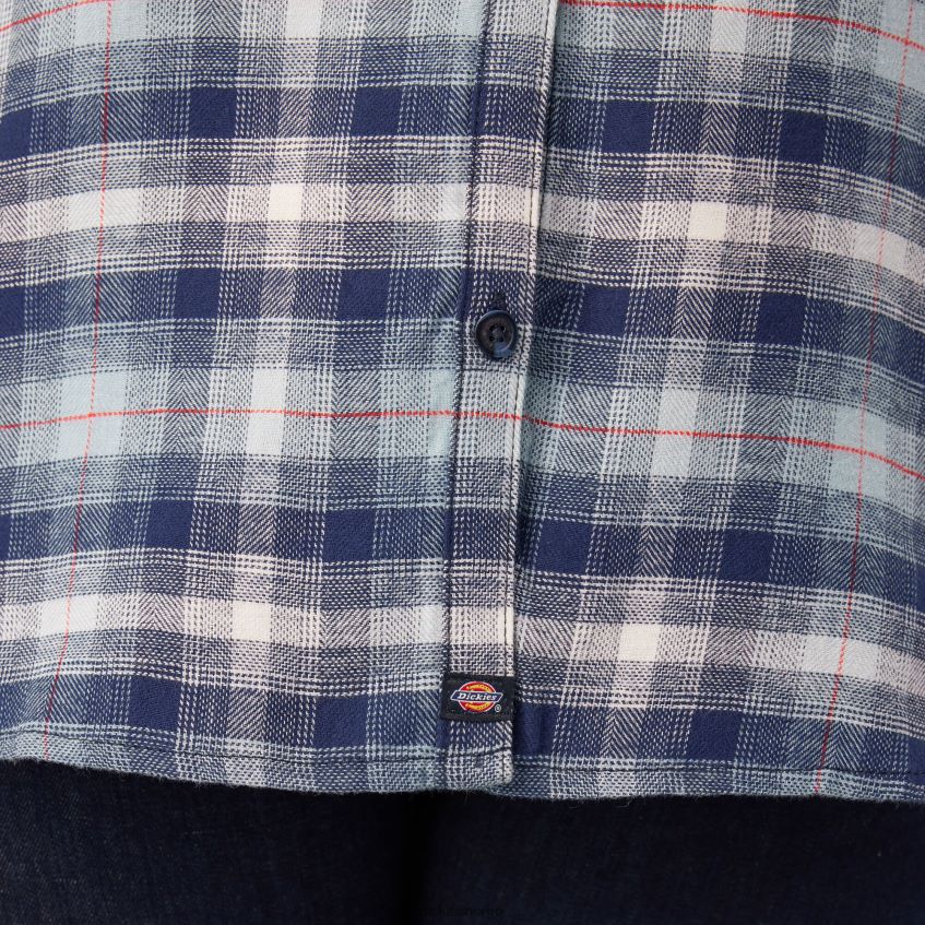 Dickies kvinner pluss langermet rutete flanellskjorte 4NB6FR2208 klær klarblå/marine ombre pledd (c1f)