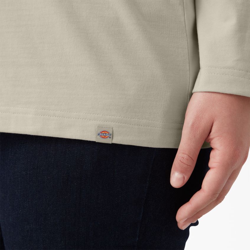 Dickies kvinner pluss tungvekts henley 4NB6FR2155 klær havregryn (ot9)