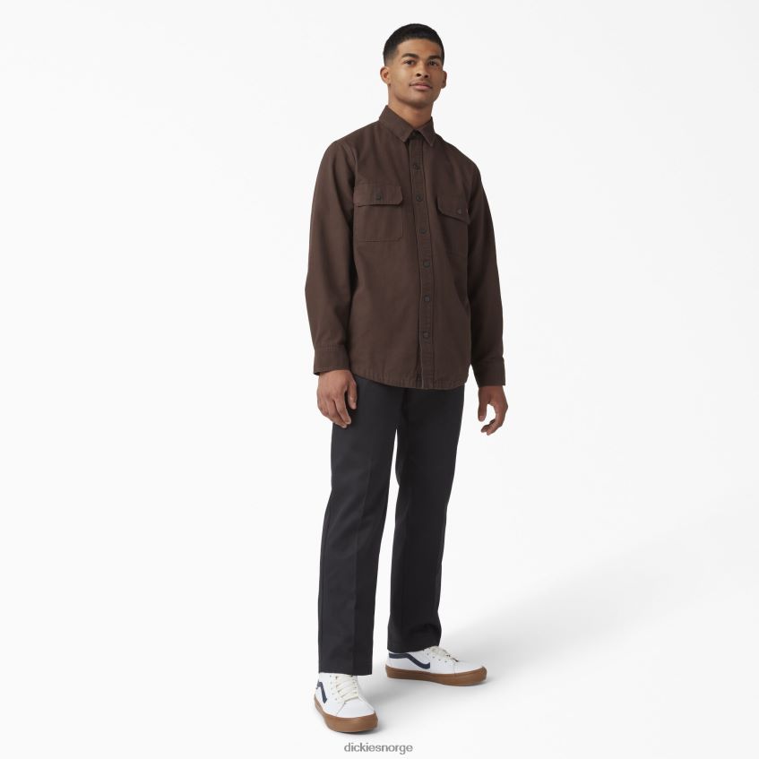 Dickies menn langermet flanellfôret andeskjorte 4NB6FR863 klær sjokoladebrun (cb)
