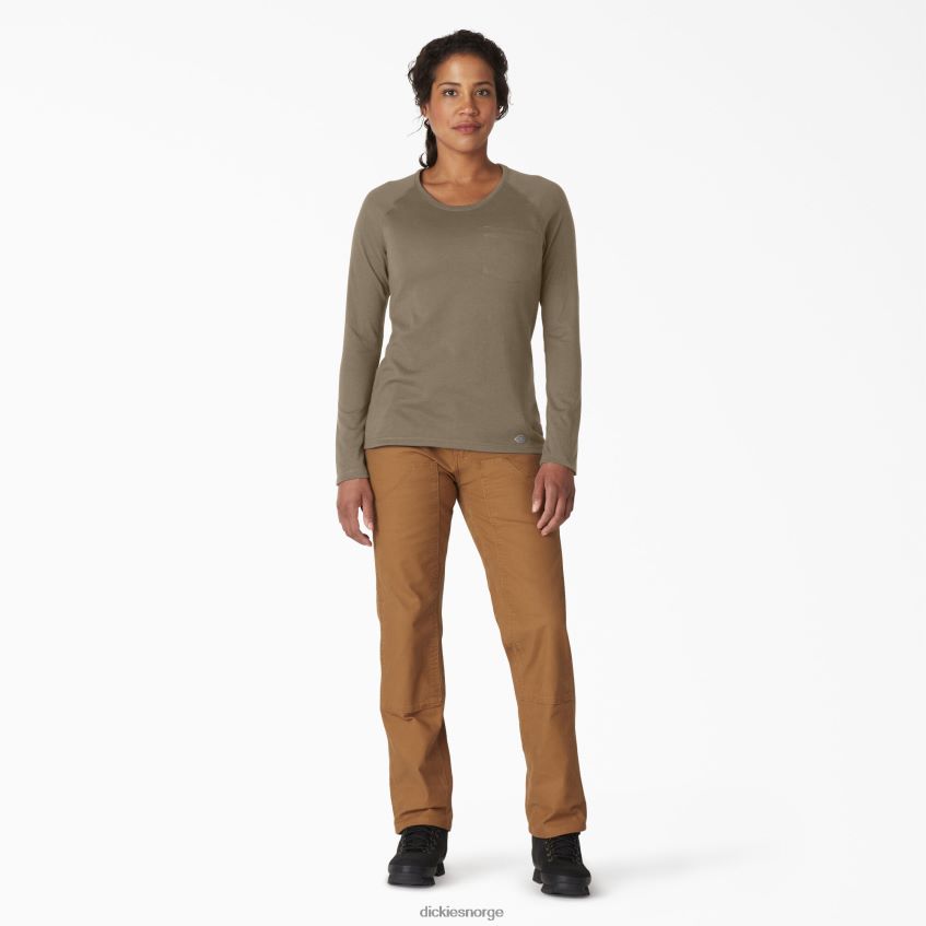 Dickies kvinner avkjølende langermet t-skjorte 4NB6FR1637 klær militærgrønn lyng (mld)