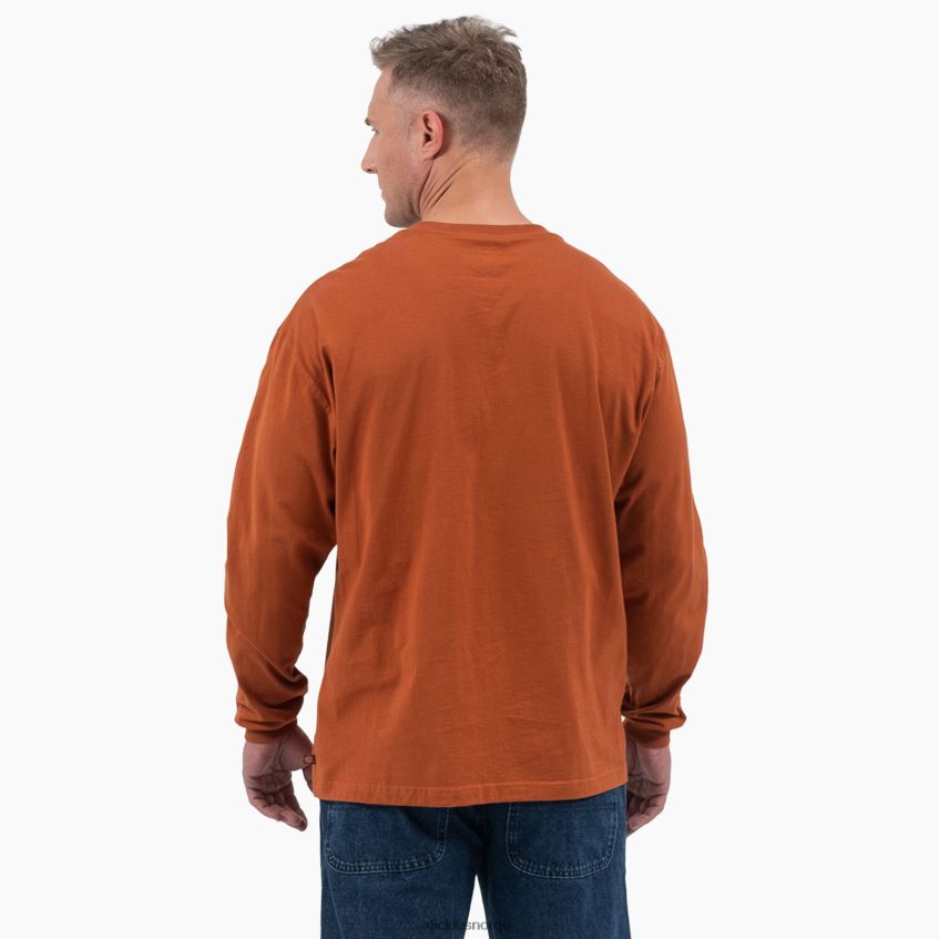 Dickies menn langermet henley t-skjorte 4NB6FR807 klær pepperkaker brun (dvs.)