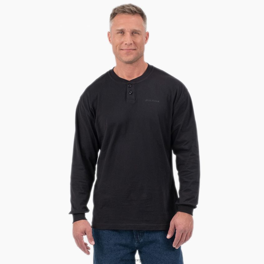 Dickies menn langermet henley t-skjorte 4NB6FR808 klær svart (kbk)