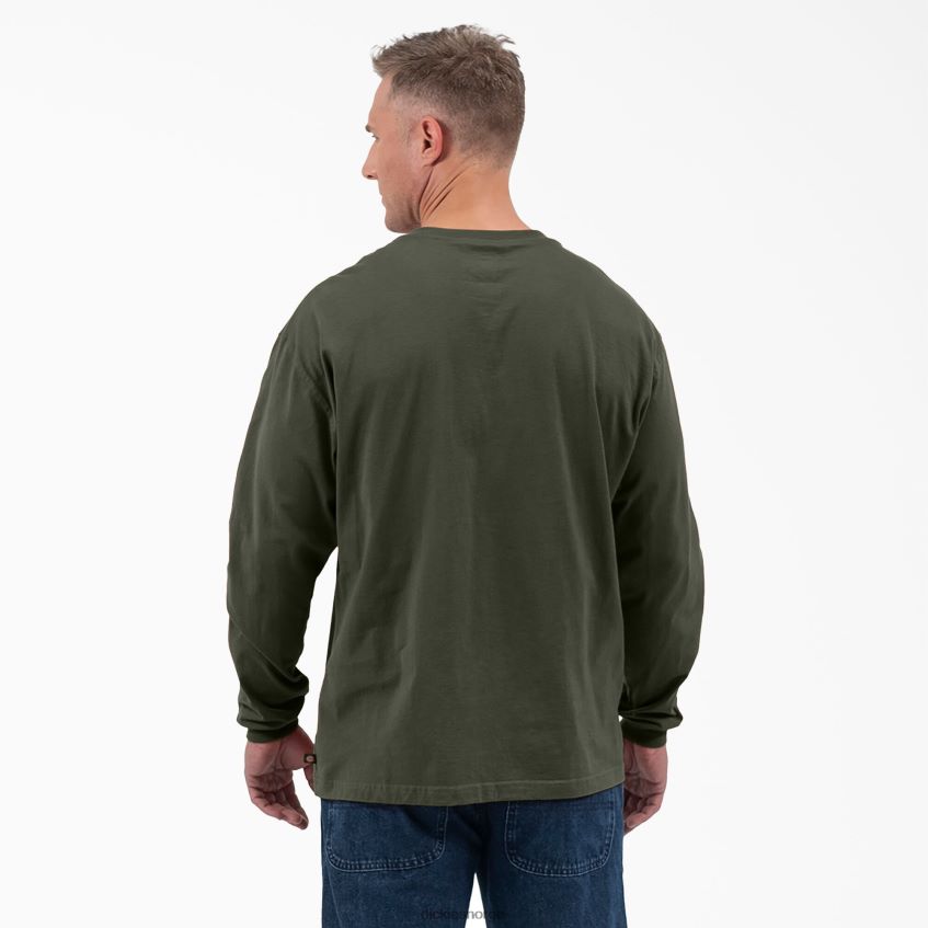 Dickies menn langermet henley t-skjorte 4NB6FR809 klær olivengrønn (og)