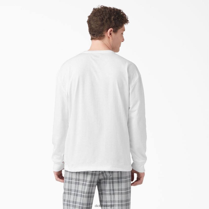 Dickies menn langermet henley t-skjorte 4NB6FR810 klær hvit (wh)