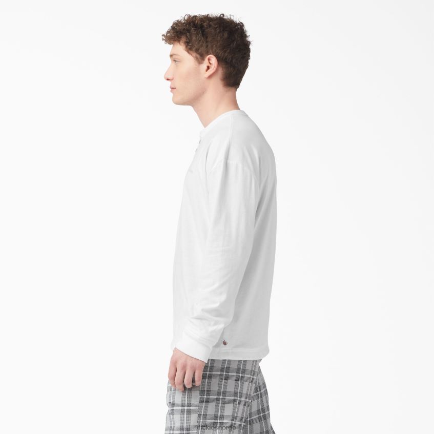 Dickies menn langermet henley t-skjorte 4NB6FR810 klær hvit (wh)