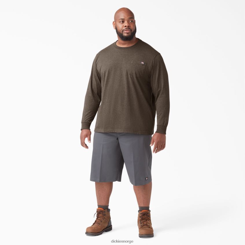 Dickies menn langermet t-skjorte med lyng og tung vekt 4NB6FR718 klær sjokoladelyng (cth)