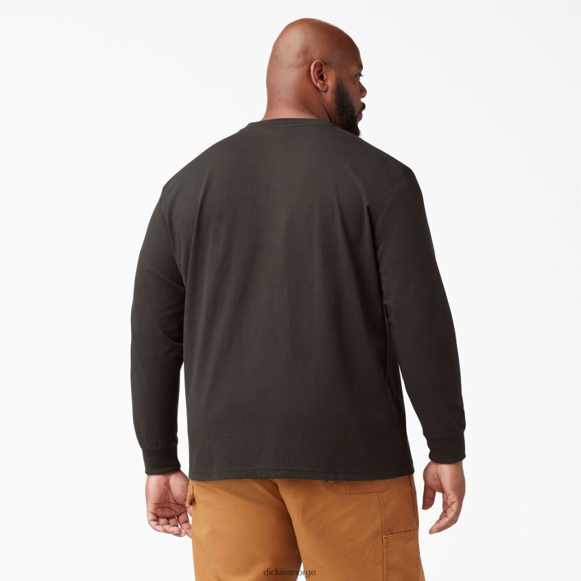 Dickies menn langermet tungvekts henley t-skjorte 4NB6FR694 klær sjokoladebrun (cb)
