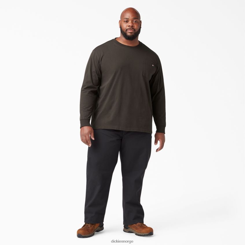 Dickies menn langermet tungvekts t-skjorte 4NB6FR603 klær sjokoladebrun (cb)