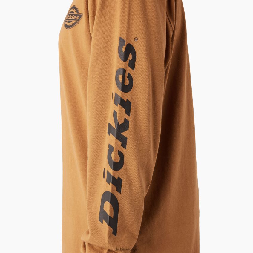 Dickies menn langermet tungvekts t-skjorte med logo 4NB6FR868 klær brun and (bd)