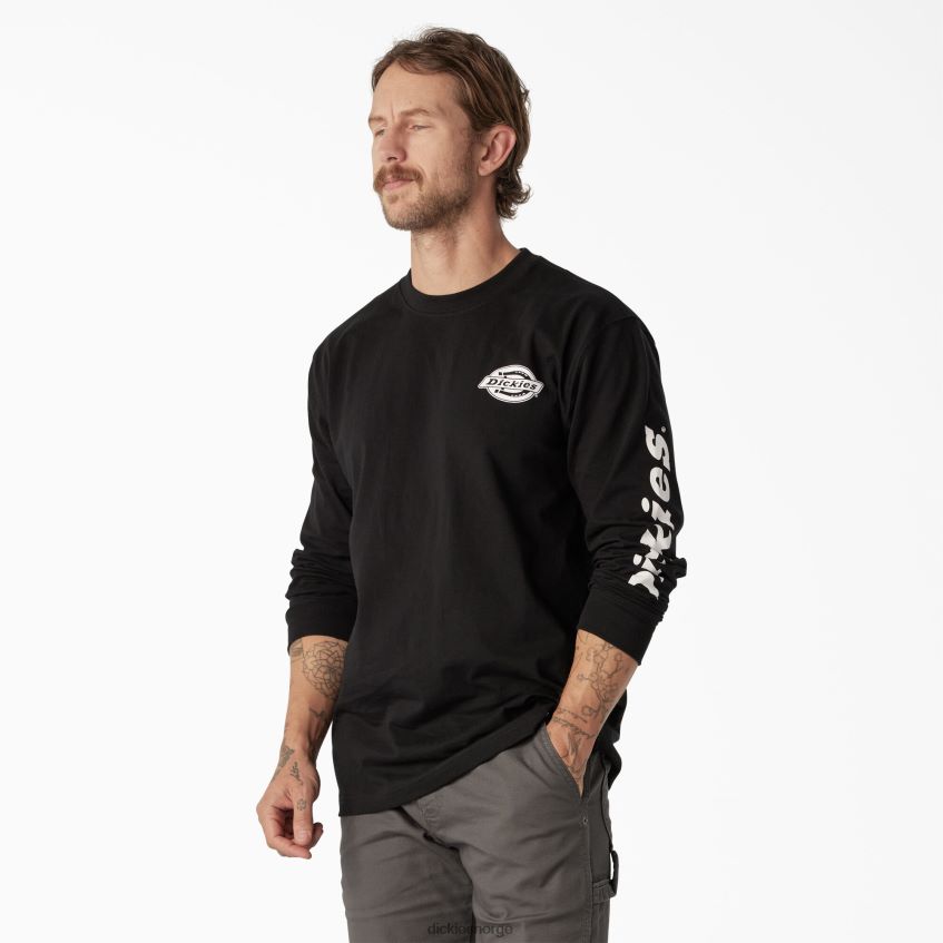 Dickies menn langermet tungvekts t-skjorte med logo 4NB6FR870 klær svart (kbk)