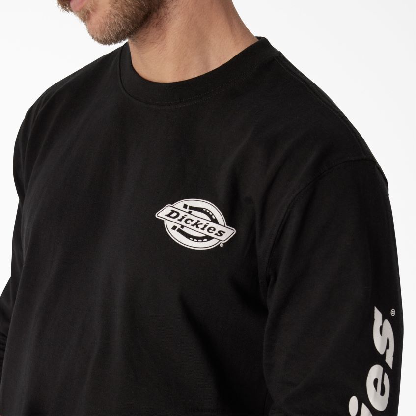 Dickies menn langermet tungvekts t-skjorte med logo 4NB6FR870 klær svart (kbk)