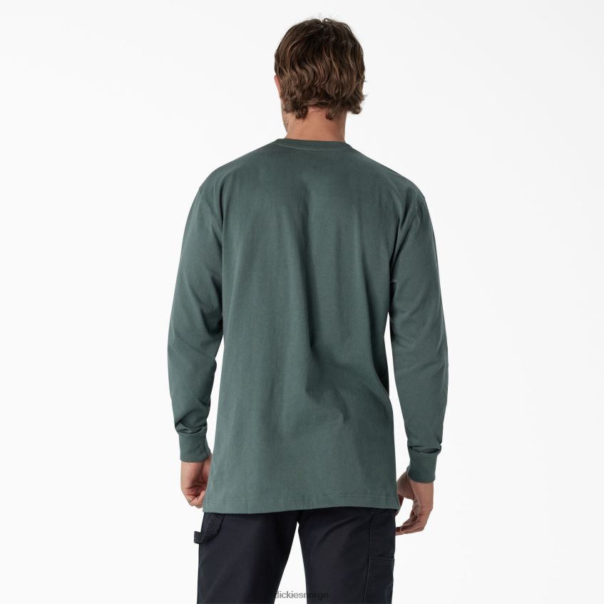 Dickies menn langermet tungvekts t-skjorte med logo 4NB6FR871 klær lincoln grønn (ln)