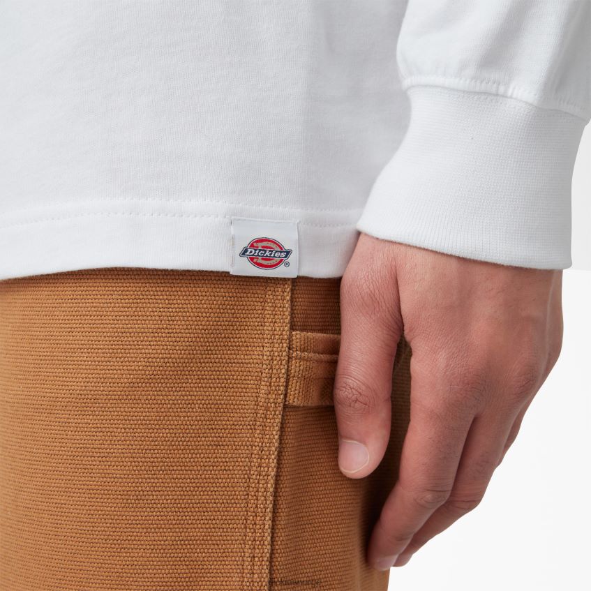Dickies menn trefarget logografisk langermet t-skjorte 4NB6FR830 klær hvit (wh)
