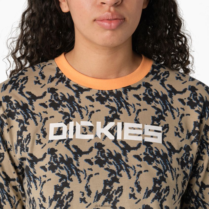 Dickies kvinner camo langermet cropped t-skjorte 4NB6FR2186 klær ørkensand glitch camo (dhd)