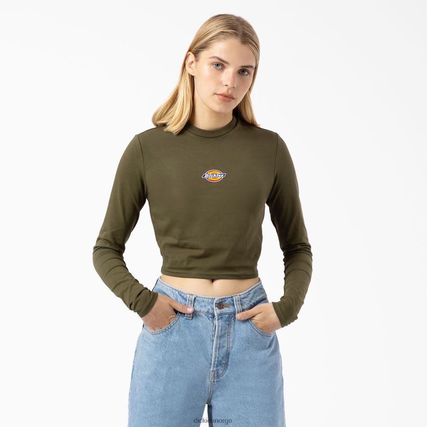 Dickies kvinner kortermet t-skjorte med lange armer med maple valley-logo 4NB6FR2053 klær militærgrønn (ml)