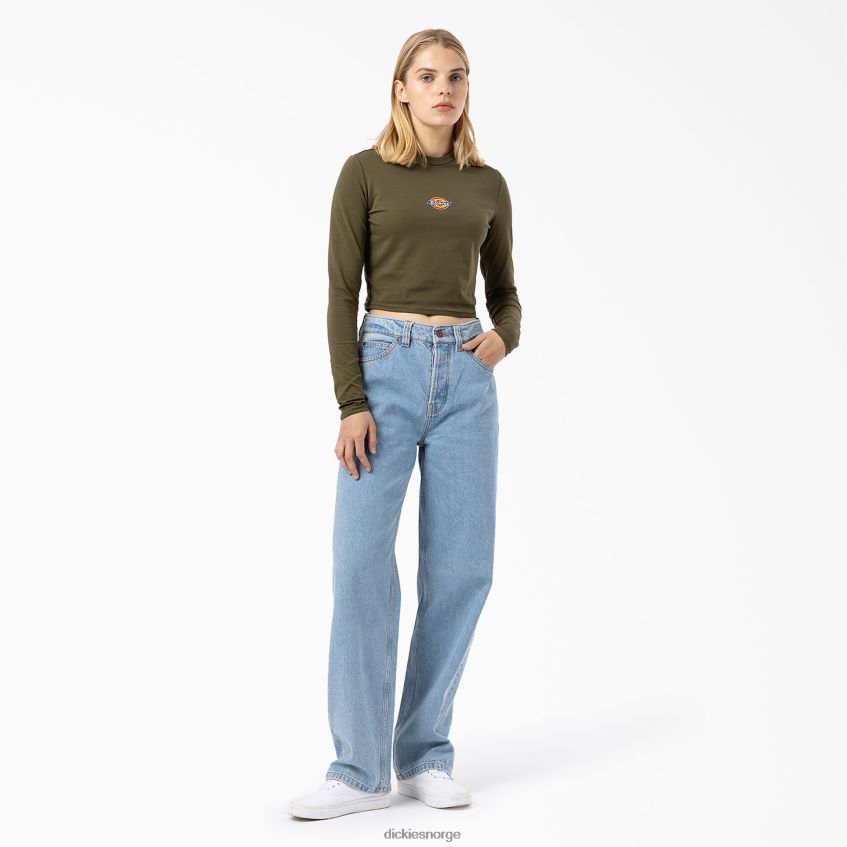 Dickies kvinner kortermet t-skjorte med lange armer med maple valley-logo 4NB6FR2053 klær militærgrønn (ml)