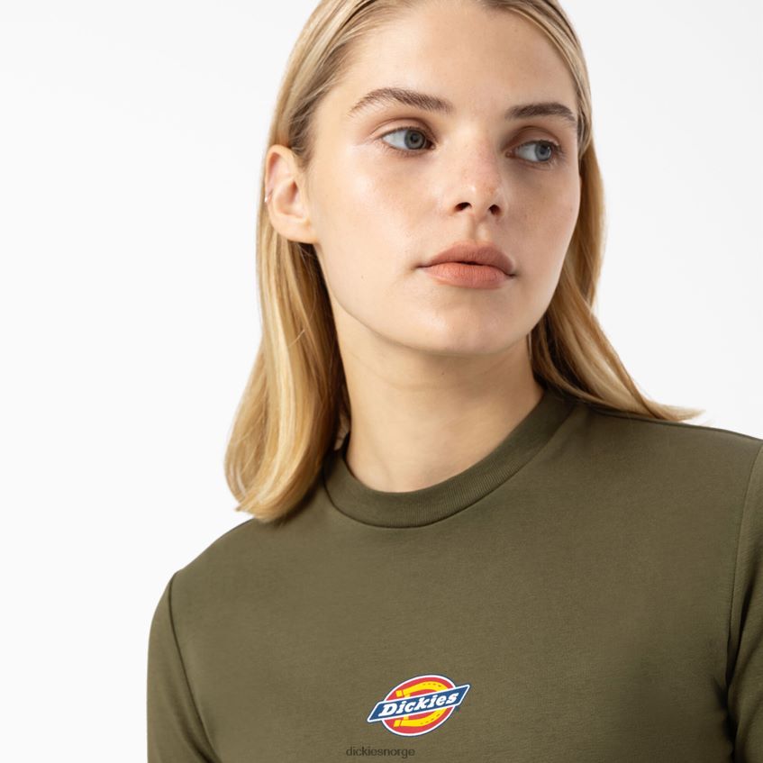 Dickies kvinner kortermet t-skjorte med lange armer med maple valley-logo 4NB6FR2053 klær militærgrønn (ml)