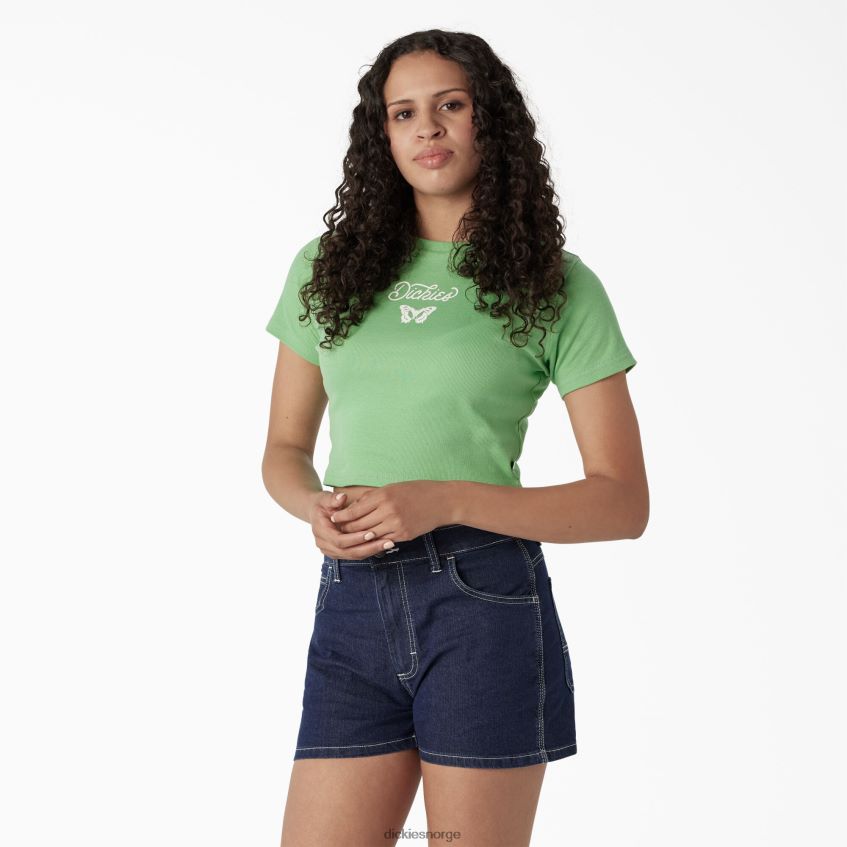 Dickies kvinner sommerfugl grafisk beskåret baby t-skjorte 4NB6FR2135 klær eple mynte (ar2)