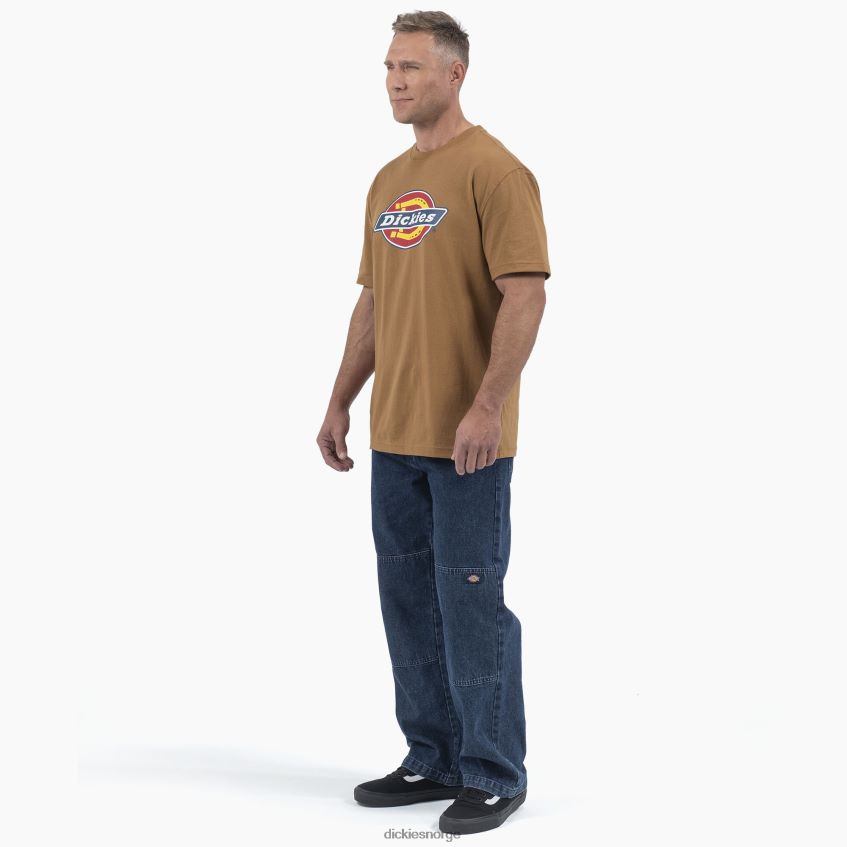 Dickies menn kortermet trefarget grafisk t-skjorte med logo 4NB6FR707 klær brun and (bd)