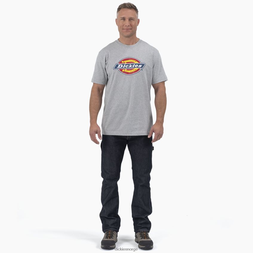 Dickies menn kortermet trefarget grafisk t-skjorte med logo 4NB6FR711 klær gråmelert (hg)