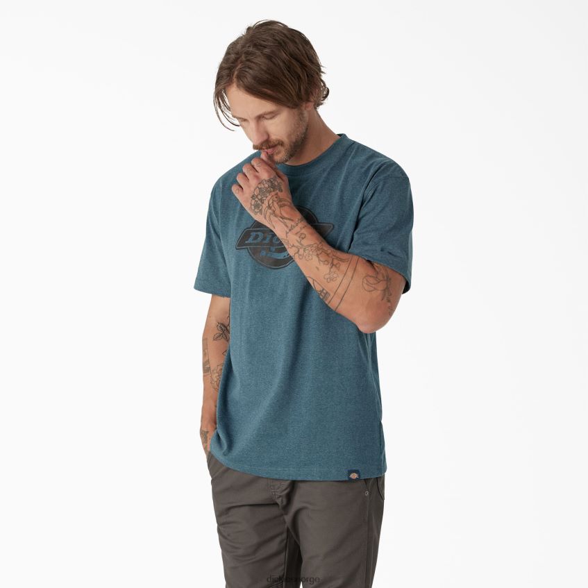 Dickies menn kortermet tungvekts logo t-skjorte 4NB6FR737 klær baltisk blå (knopp)