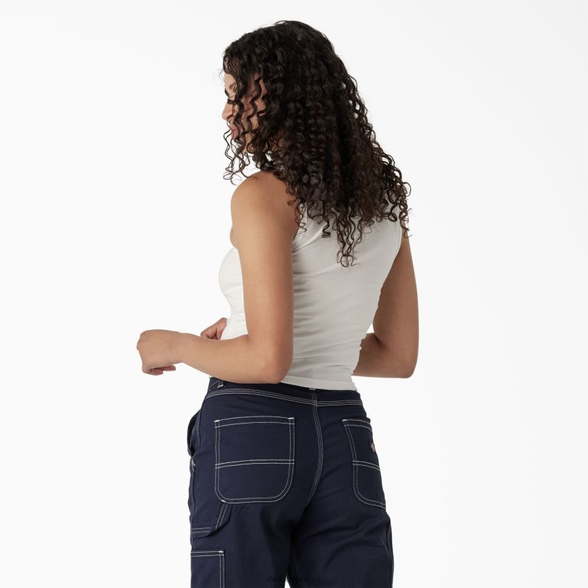 Dickies kvinner grafisk cropped tank topp 4NB6FR2114 klær hvit (wh)