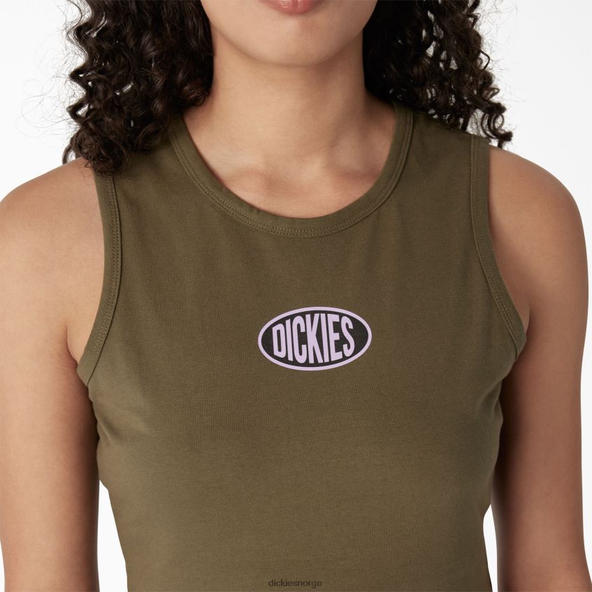 Dickies kvinner racerback cropped tank topp 4NB6FR2172 klær militærgrønn (ml)