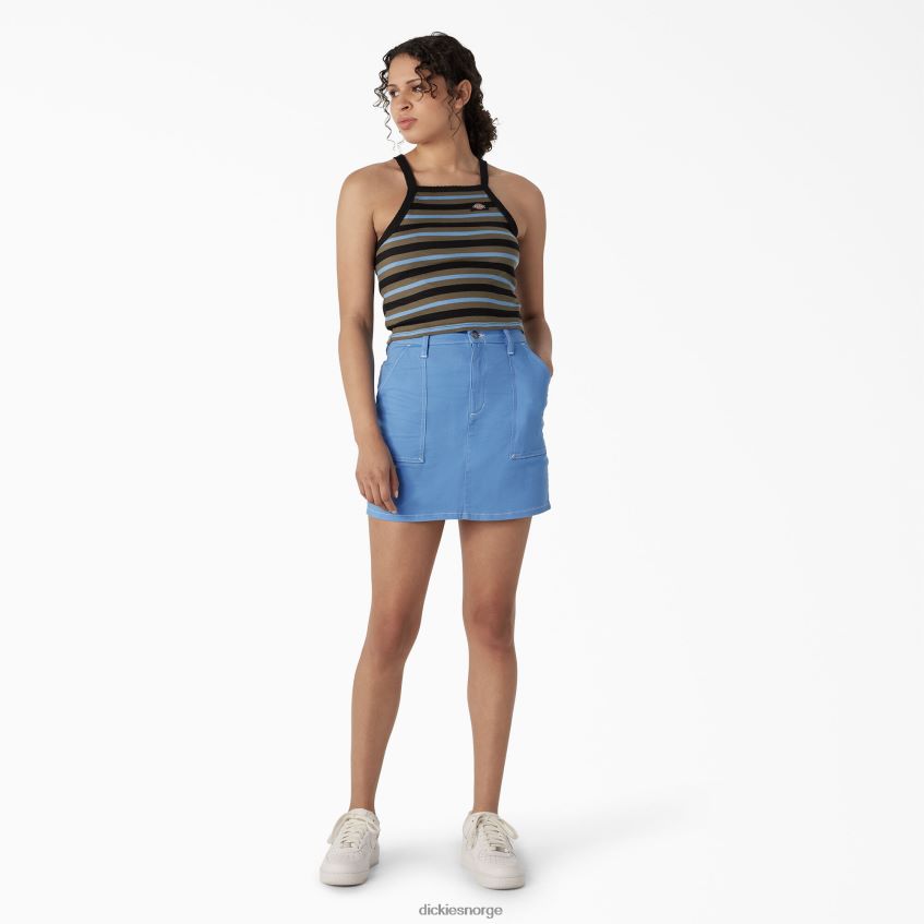 Dickies kvinner ribbestrikket cropped tank topp 4NB6FR2082 klær svart sommerlig stripe (cus)