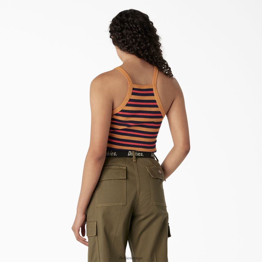 Dickies kvinner ribbestrikket cropped tank topp 4NB6FR2084 klær nugget sommer fair stripe (ngs)