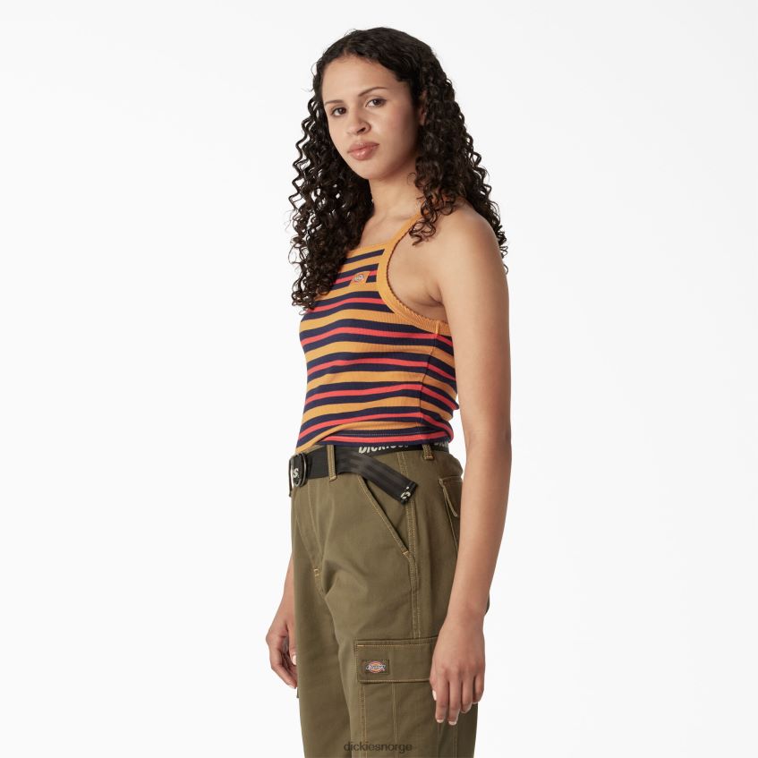 Dickies kvinner ribbestrikket cropped tank topp 4NB6FR2084 klær nugget sommer fair stripe (ngs)