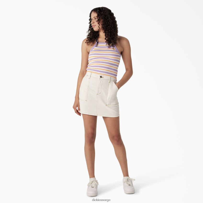 Dickies kvinner ribbestrikket cropped tank topp 4NB6FR2086 klær lilla sommer fair stripe (ums)