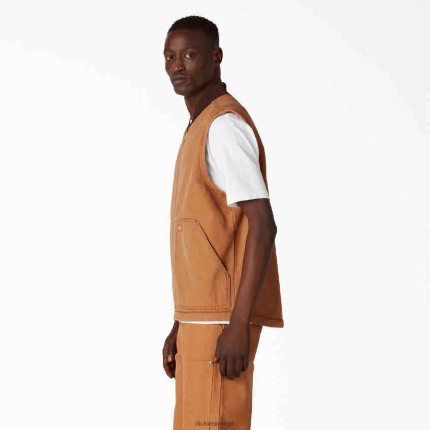 Dickies menn steinvasket and med høy luv fleecefôret vest 4NB6FR1032 klær steinvasket brunand (sbd)