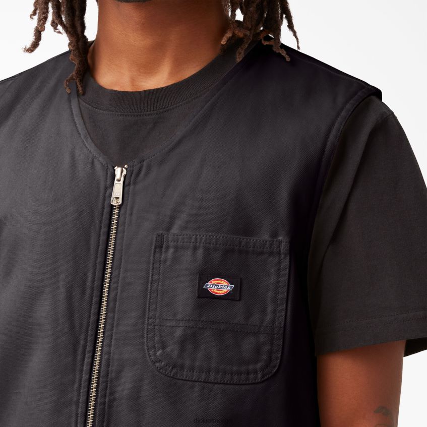 Dickies menn steinvasket andesnekkervest 4NB6FR1055 klær steinvasket svart (sbk)
